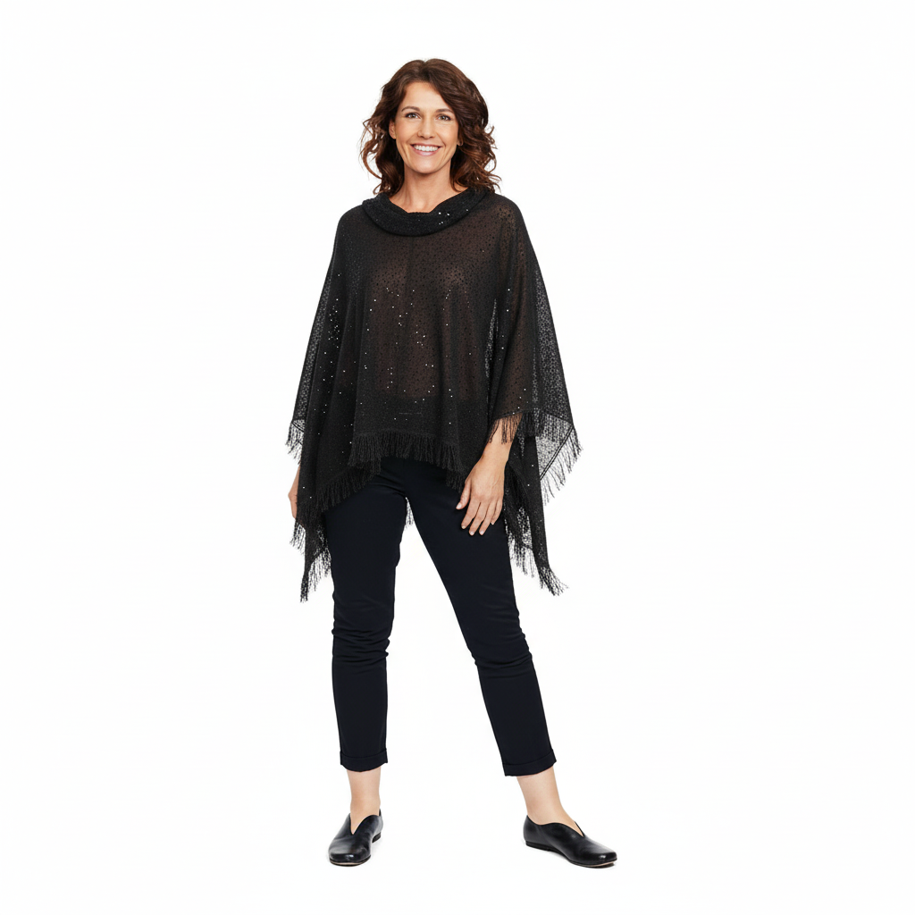 Brunello Cucinelli Sequined Linen and Silk Poncho