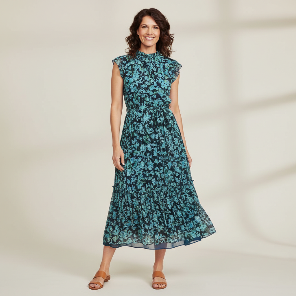 Gorgeous Blue Floral Zimmerman Dress and Matching Slip, Sz 0